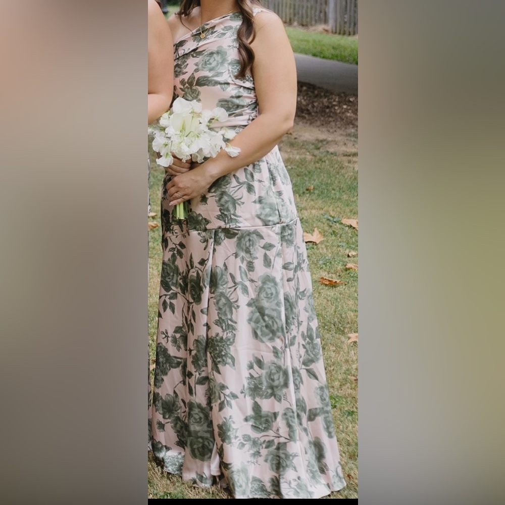 Revelry Floral Green and Cream Dress